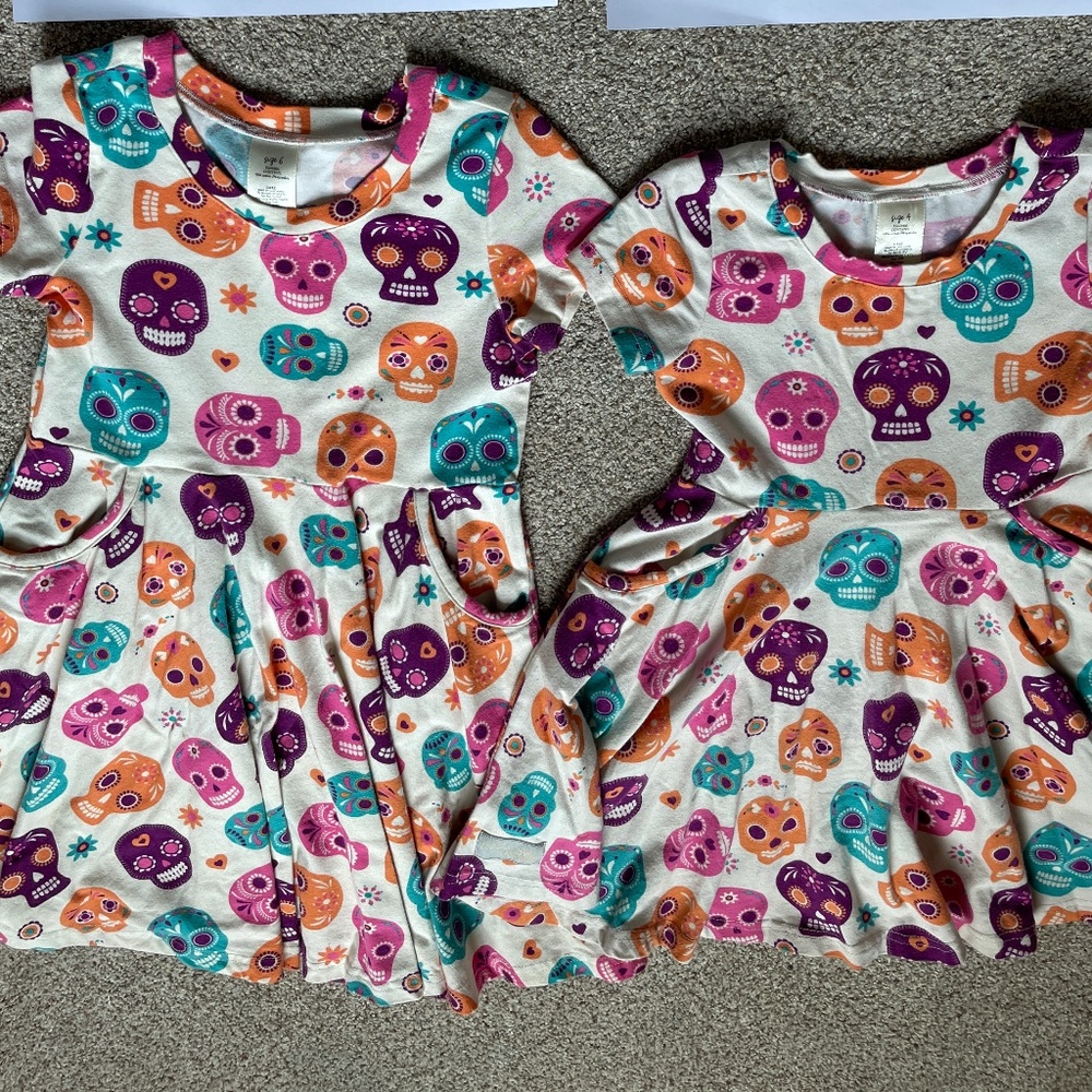 Eleanor Rose sugar skull sibling dresses